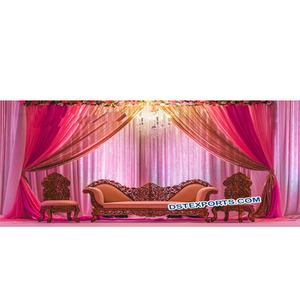 Elegantes muebles de madera hechos a mano, diseño pesado tallado para bodas musulmanas, fabricantes de muebles de boda personalizados - Product Image 1