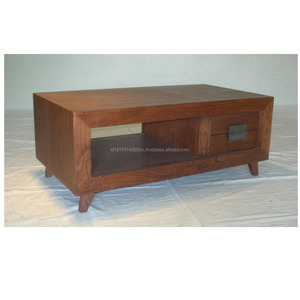 Table basse minimaliste moderne en bois massif avec tiroirs pour la maison, la villa ou la salle de sport. Meubles de salon élégants - Product Image 1