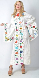 Excellent Bohemian Style Wedding Culture Touch Elegance Flare Sleeves Mexican Floral & Colorful Butterfly Embroidered Kaftan OEM - Product Image 2
