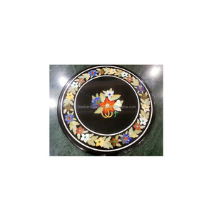 Mesa con incrustaciones de café, mármol negro, Tops - Product Image 1