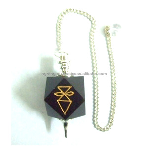 Pendule de radiesthésie gravée à l'hexagone en améthyste Matériau des pierres précieuses - Product Image 1