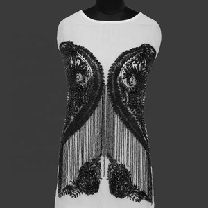 Appliques de fleurs longues pour robe de mariée, broderie en strass argentés, tenue pour mariage, nouvelle collection - Product Image 3