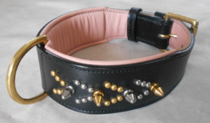 Laisse en cuir de qualité supérieure pour animaux de compagnie motif solide et décoration de rivets rembourrage doux caractéristique durable pour chiens - Product Image 5