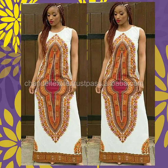 Dashiki Maxi African Ankara Dresses Sleeveless Dashiki Dress Clothing assorted color Long Dresses cotton