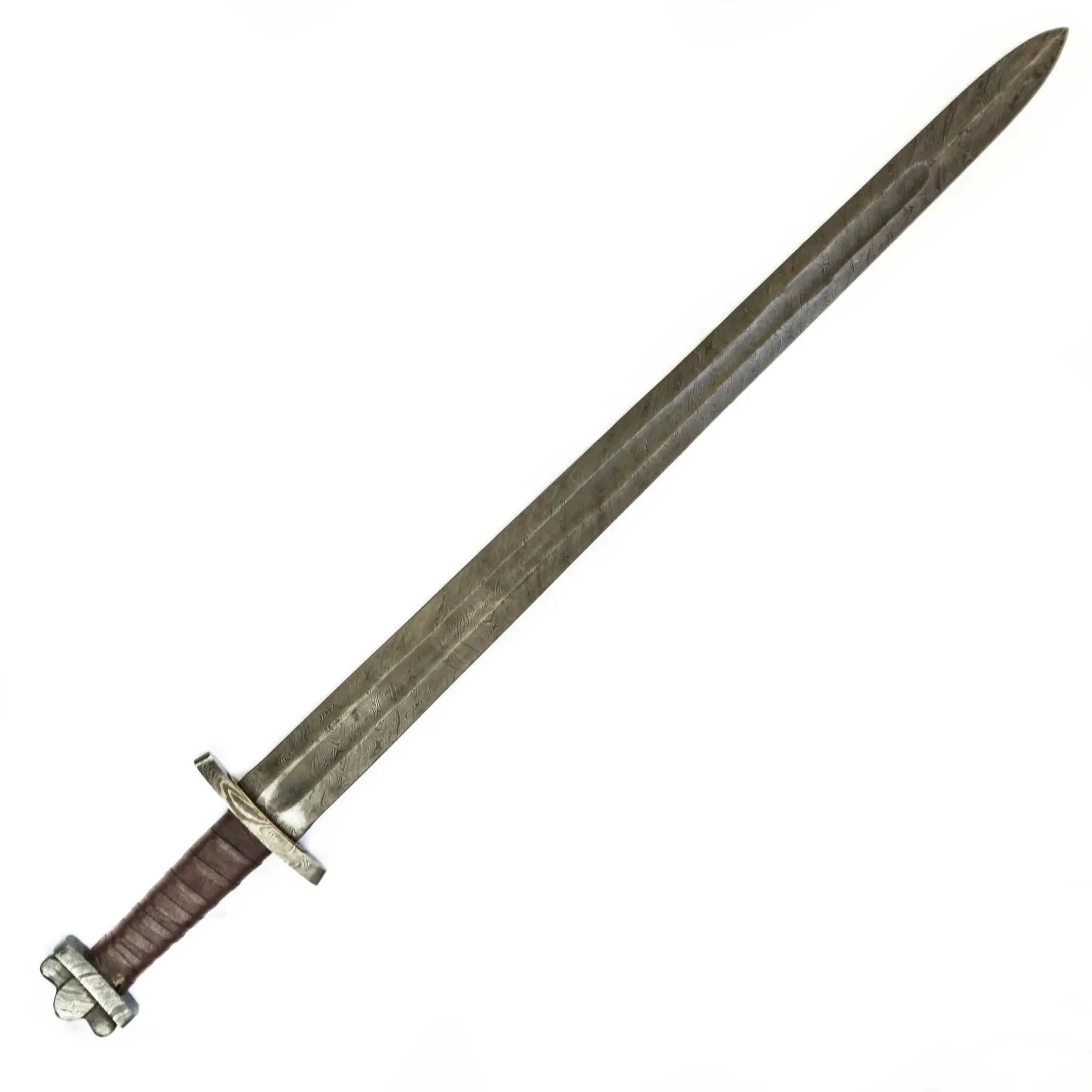 Aço damasco artesanal borda dupla viking espada
