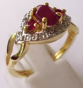 New Thời Trang Thanh Lịch 925 Sterling <span class=keywords><strong>Silver</strong></span> Vàng Mạ Vàng Chính Hãng <span class=keywords><strong>Real</strong></span> Của <span class=keywords><strong>Ruby</strong></span> Kim Cương Nhẫn - Product Image 2