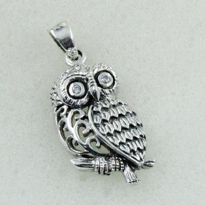 925รูปนกฮูกเงินสเตอร์ลิงจี้หินเซอร์โคเนียสำหรับทุกเพศอินเดีย - Product Image 2