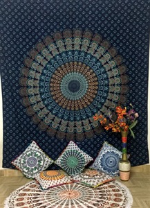 ผ้าคลุมเตียงผ้าฝ้ายลายราชินีแบบแขวนติดผนังผ้าคลุมเตียงลายนกยูงของตกแต่งบ้านที่สวยงามมีหลายสีสำหรับผู้ส่งของชาวอินเดีย - Product Image 3