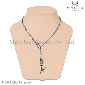 Collar de cadena de plata de ley 925 con broche de langosta, letra inicial - Product Image 3