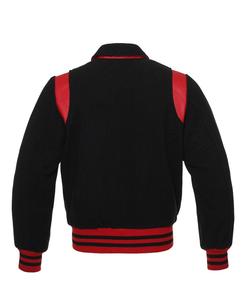 Leatherman เสื้อแจ็คเก็ตผู้ชาย,เสื้อบอมเบอร์ขนสัตว์เบสบอลพร้อมหนังสีดำทำโลโก้ได้ตามต้องการ - Product Image 3