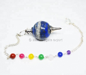 Fait à la main dernier Feng Shui boule pendule Lapis Lazuli radiesthésie cristaux de Quartz avec chaîne Chakra pierres précieuses et agate pendule - Product Image 2