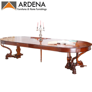 Cổ Pháp Tròn Mở Rộng Gỗ Tếch Gỗ gụ Bàn Ăn Rắn Gỗ Phong Cách Cho Nhà Và Nhà Hàng Đồ Nội Thất Thiết Lập - Product Image 3