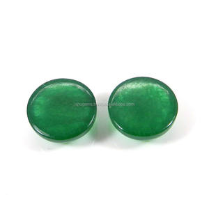 หยกเขียวจีน 1 คู่ ขนาด 14 มม. ทรงกลมแบบคาโบชอง น้ำหนัก 18.60 กะรัต หินประดับทำมือสำหรับเครื่องประดับ - Product Image 2