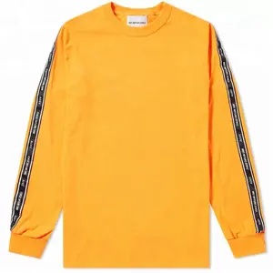 Latest Design Long Sleeve Shirt Striped on Sleeve Long Sleeve Tape Tee