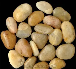 River stone yellow machine polished stone tumbles agate stone cobbles and pebbles garden decoration rock loose jumbo bag