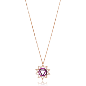 Forma geométrica rubí circón piedra encanto collar turco hecho a mano venta al por mayor 925 joyería de plata esterlina - Product Image 1