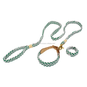 Conjunto de Correa y Collar para Perro Ombre de Alta Calidad - Correa y Collar Hechos a Mano y Personalizados Cuerda de Algodón VERDE - Product Image 1