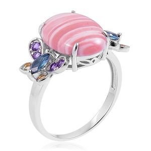 Bague en argent opale rose australienne Multi Gemstone 925 Sterling - Product Image 4