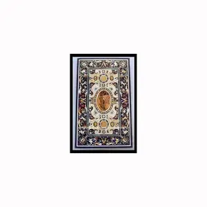 Pierre de marbre blanche naturelle, incrustée de style Antique, pour Table à manger, travail artistique - Product Image 1
