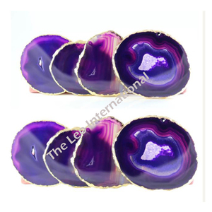 Matériau en résine pierre d'agate artificielle ressemblant à une couleur violette ensemble de 4 sous-verres 4X0.2X4 pouces vaisselle de table - Product Image 1
