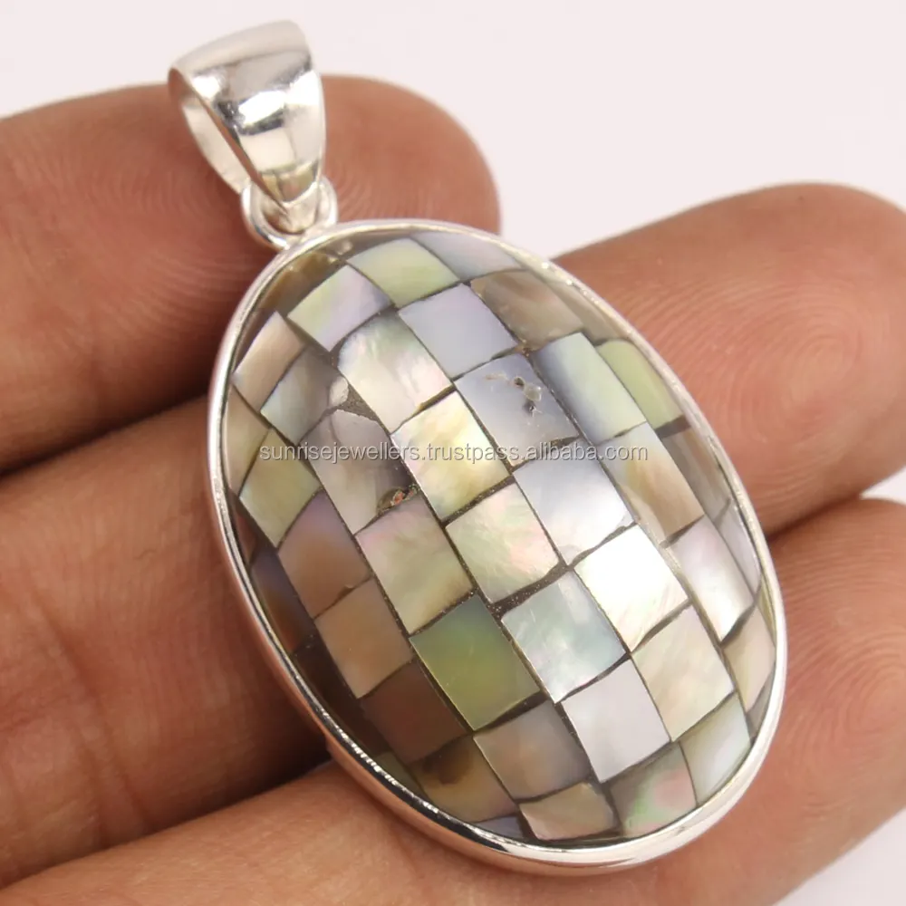 Natural ABALONE SHELL Gemstone 925 Pure Sterling Silver New Fashion Pendant NEW