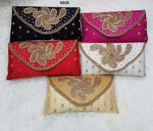 ND17 Vivid Indian Bridal Evening Ladies Shopping Handmade Ethnic Traditional Clutch Handbag Fabric Embroidery Fashion - Product Image 4