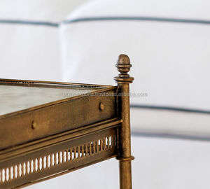 โต๊ะกาแฟทำจากทองเหลืองและโลหะมีสองชั้นแบบโบราณโต๊ะกาแฟสแตนเลส - Product Image 3