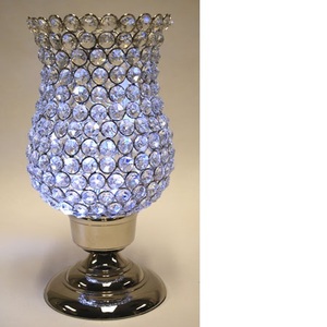 Bougeoir en cristal de décoration de mariage cylindrique fait main avec base en métal argenté pièce maîtresse élégante pour les événements spéciaux - Product Image 1