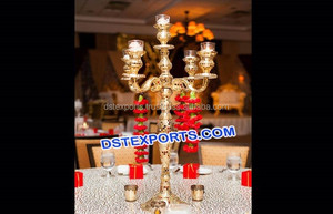 ชุดเชิงเทียนคริสตัลสีทองที่สวยงามชิ้นกลางสูง - Product Image 4