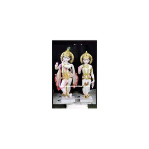 . De mármol blanco Krishna Radha pintado exclusiva Murti exportador indio estatua culto la cultura hindú hecho a mano de alta calidad - Product Image 1