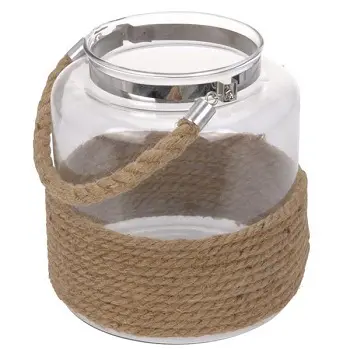 Helder Glas Kaars Pot Met Touw Handvat Custom Huis & Tuin Opknoping Kaars Jar Votive