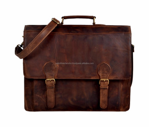 Waterproof Laptop Briefcase Large Satchel Messenger <b>Bags</b> Vintage Genuine Leather Shoulder <b>Bags</b> Office Travel Business Brown <b>Bags</b> - Product Image 1
