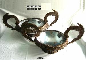 Cast Two Tone Aluminium Bowl With Mirror Polish and <b>Antique</b> <b>Brass</b> Finish Home Decoration Bowl - Product Image 2