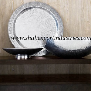 Bandeja plateada para servir comida con bordado pintado a mano con asas para decoración de fiestas de boda y festivales - Product Image 2
