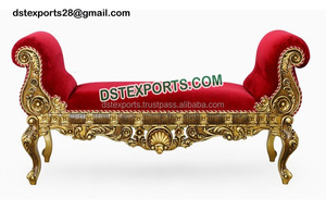 Sofá de madera de teca tallado a mano de oro rojo de boda moderno asiático real - Product Image 6