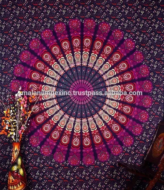 Indian Bohemian Printed Cotton Wall Decor Hippie Queen Mandala Wall Hanging Tapestry