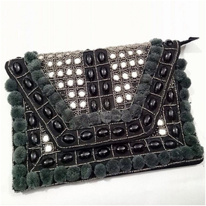 Traditionnel Banjara Vintage Mini pochette sac à main à la main couleur noire perlée Style de dame bohème mode robe Style pour les femmes - Product Image 1