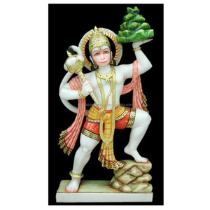 Escultura de pie de Dios Hanuman, mármol puro Makrana - Product Image 1