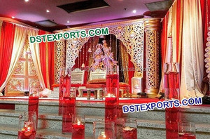 Indian Wedding Carry's Paisley Stage Indian Wedding Fiber Paisley Stage Paisleys Pillars Stage Decoration Venta al por mayor Stage USA - Product Image 5