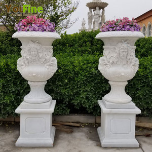 Vaso Classico Grande <span class=keywords><strong>in</strong></span> <span class=keywords><strong>Pietra</strong></span> <span class=keywords><strong>Naturale</strong></span> YOUFINE per Esterni, Giardino, Patio, Villa - <span class=keywords><strong>Fioriera</strong></span> <span class=keywords><strong>in</strong></span> Marmo Bianco con Base - Product Image 1