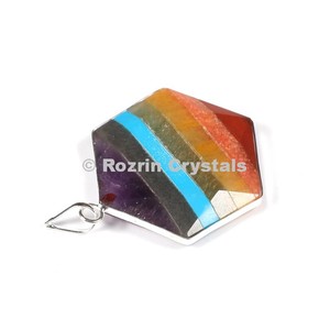 Pendentifs de guérison pentagramme Chakra: pendentifs de pierres précieuses en gros - Product Image 1