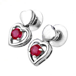 925 boucles d'oreilles en argent sterling massif pour femmes Zircon cubique rouge en forme de coeur magnifiques bijoux Style mignon pour les mariages - Product Image 1