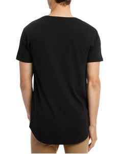 Wholesale Custom Scoop Bottom <b>Men's</b> <b>T</b>-<b>Shirt</b> Long Line Drop Shoulder <b>Curved</b> <b>Hem</b> Casual Waffle Fabric Logo Pattern 100% Cotton - Product Image 3