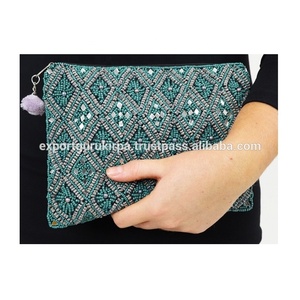 Indian Modern Bohemian Summer Embroidery Designer Handmade Beaded Messenger Bags <b>Light</b> Weight Large Capacity Women Evening Bags - Product Image 4