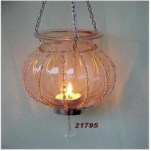 Decorative Beads Hanging Orange Glass <b>Tealight</b> <b>Lantern</b> Home Decoration Wedding Event Decor Item - Product Image 1