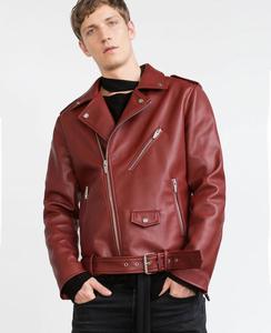 Chaquetas de Invierno para Hombre, Color Rojo, Personalizadas, de Cuero y Lona, Resistentes al Viento, con Cierre Frontal, Logotipo Vintage, Casuales, 100% Poliéster, Rellenas de Forro Polar - Product Image 4