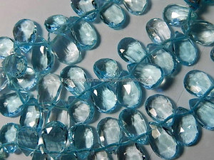 Perles de pierre gemme semi-précieuse Briolette poire à facettes topaze bleue - Product Image 4