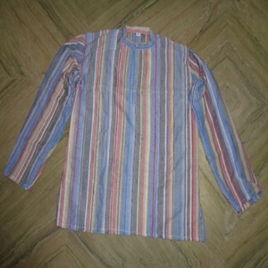 LAXMANS Kurta Étnica India de Algodón a Rayas para Verano, Diseño de Mantra Hindú, Servicio OEM, Unisex, Varios Colores, Exportación - Product Image 2