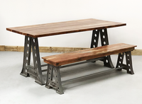 Mesa de Comedor de Madera de Mango |   Diseño Industrial Estilo Loft |   Muebles para el Hogar Rústicos Modernos con Base de Metal y Madera Maciza, 4 Plazas, 3 Años de Garantía