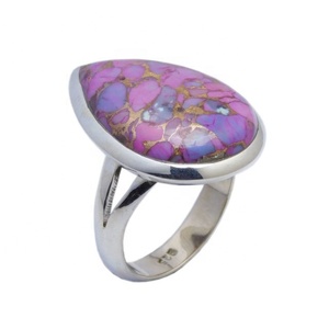 Pur 925 Sterling Silver Purple Copper Turquoise Stone Ring Prix de gros Bijoux en argent Eternity Vermeil Anneaux Fournisseur - Product Image 1